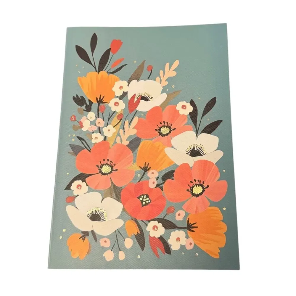 Floral Art Print on Teal Background notebook